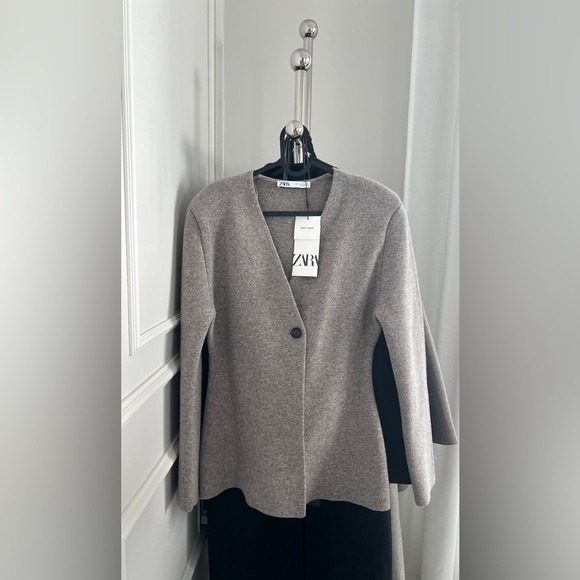 BNWT ZARA WOOL BLEND PEPLUM KNIT BLAZER L - Picture 13 of 13